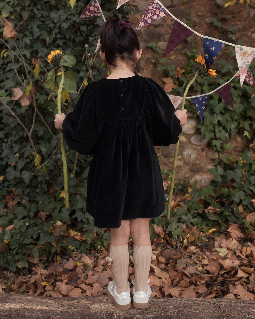 FB-FW26-00007 BELLE DRESS LONG - VELVET VELOURS BLACK