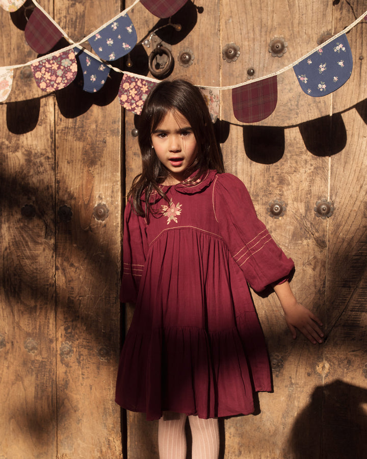 FD-FW26-00036 MARGUERITE DRESS SHORT - DOUBLE GAUZE PLUM