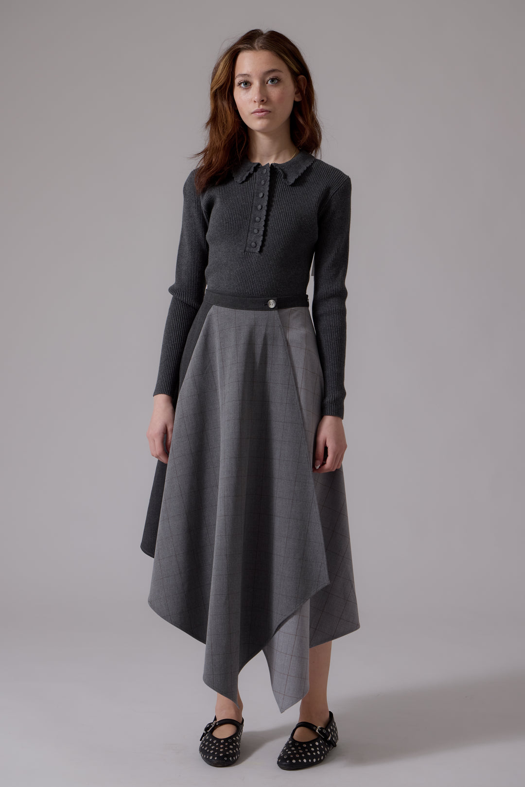 COMING SOON K403 Lyla Collared Sweater Grey
