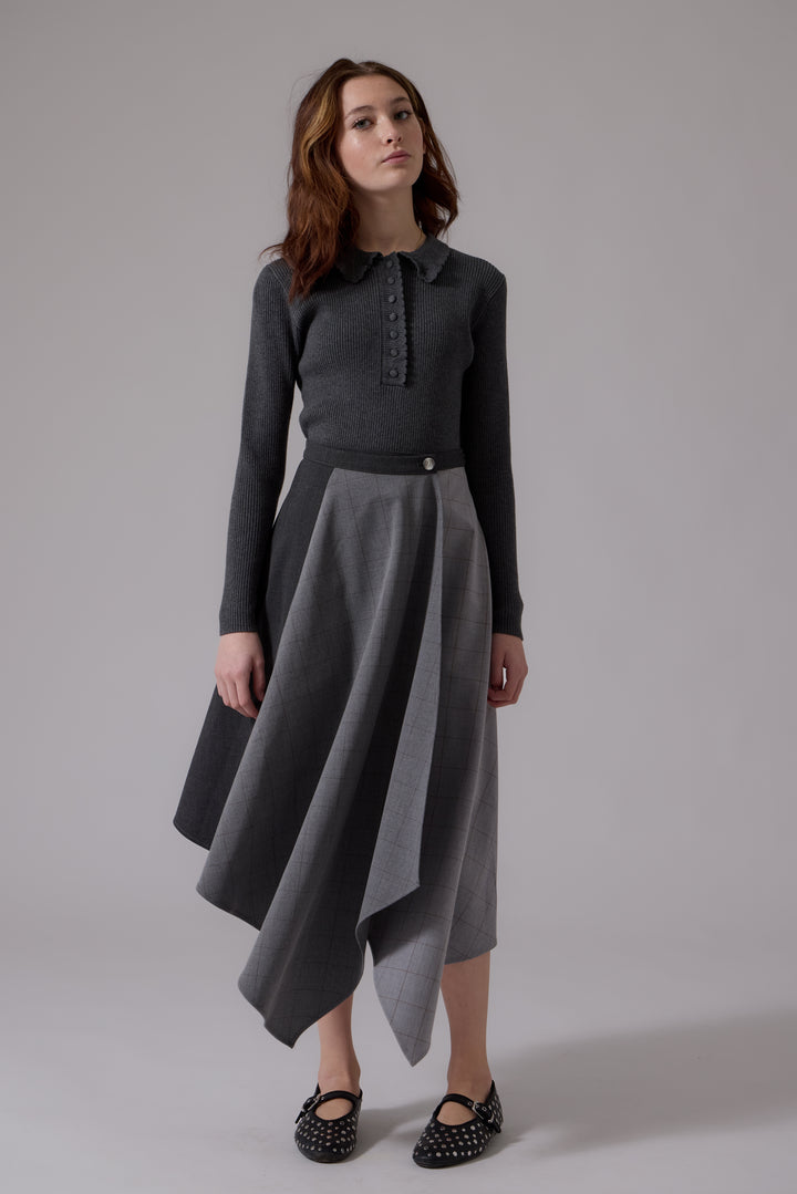 L406 Claudia Wrap Midi Skirt Grey