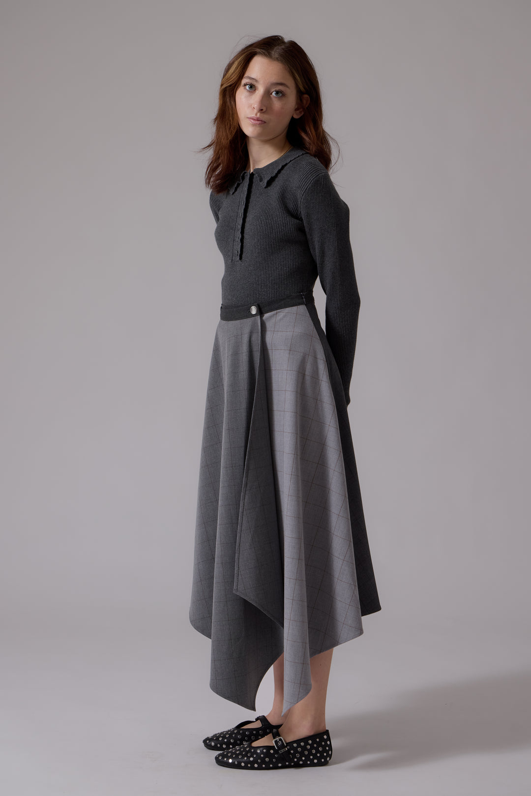 L406 Claudia Wrap Midi Skirt Grey