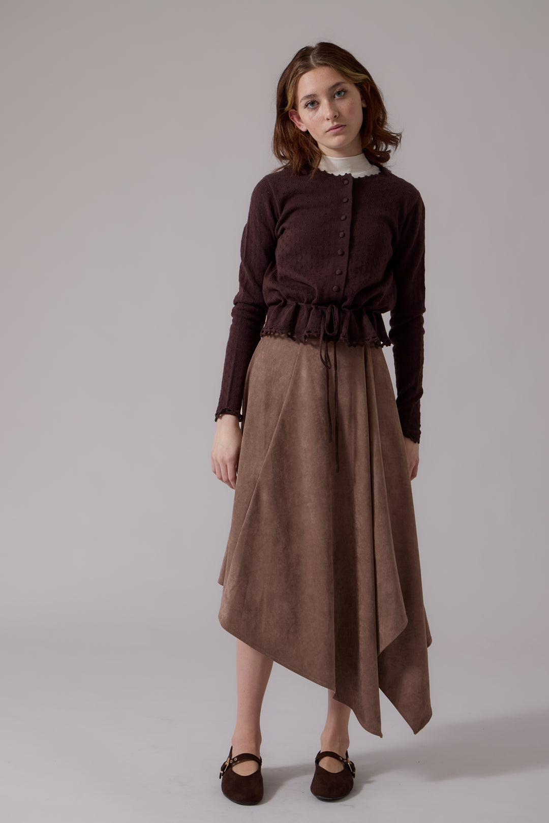 L406 Claudia Wrap Midi Skirt Taupe