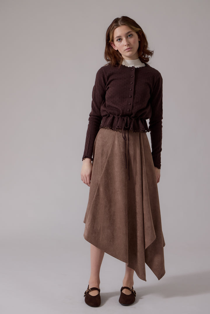 L406 Claudia Wrap Midi Skirt Taupe