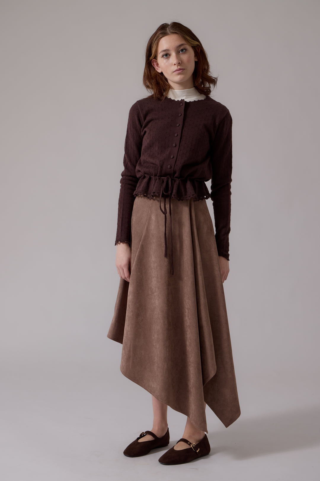 L406 Claudia Wrap Midi Skirt Taupe