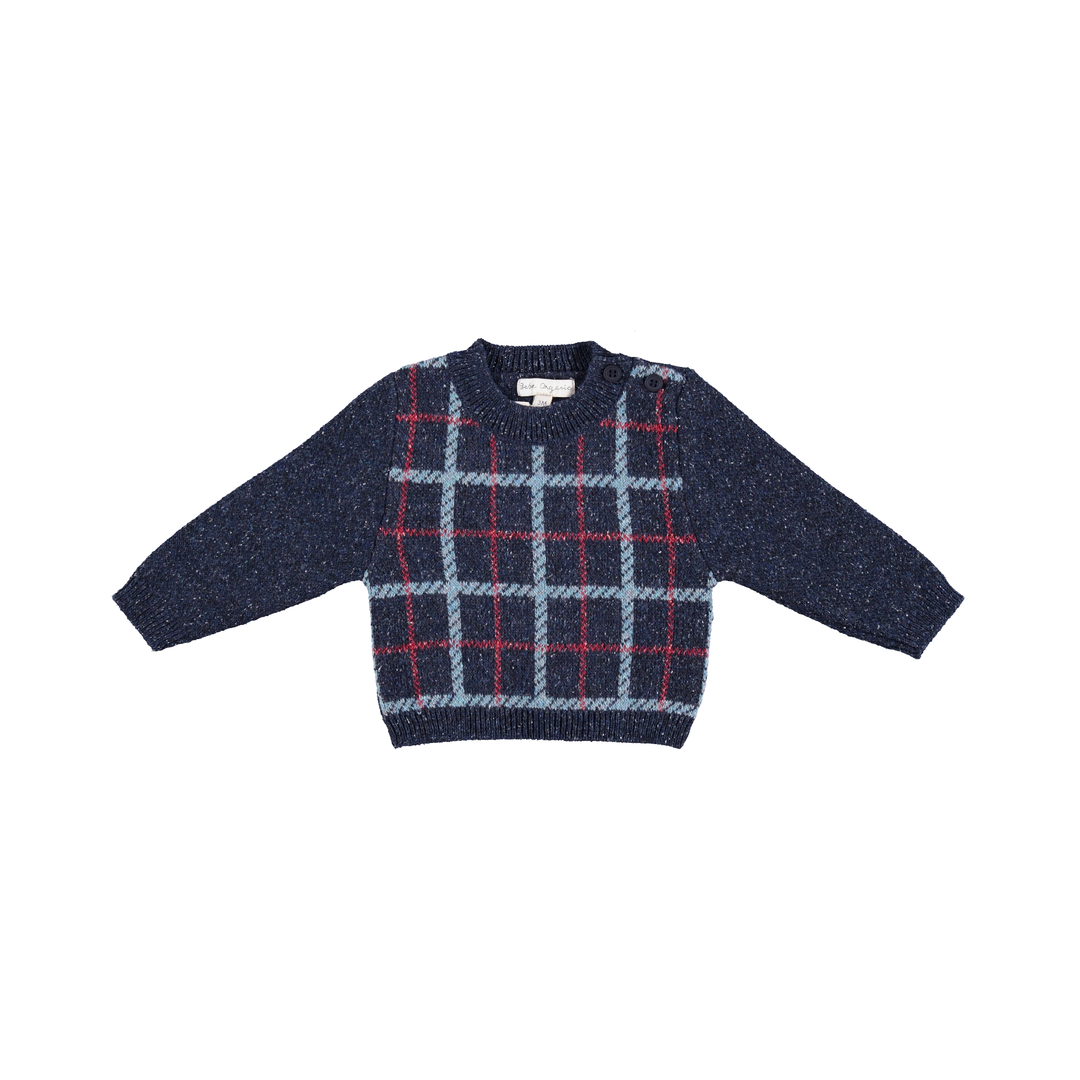 Cruz Sweater - Fall Blue Check Knit