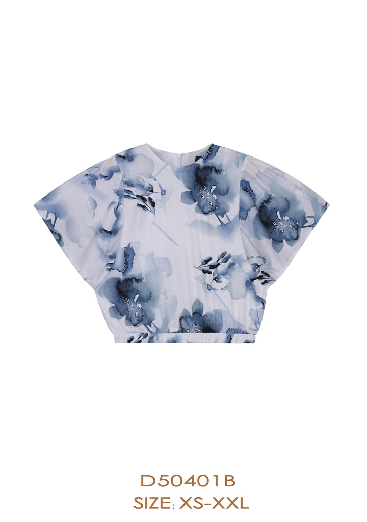 D50401B TOP-FLORAL BLUE