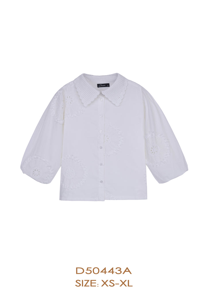 D50444/43A SKIRT TOP SET-WHITE