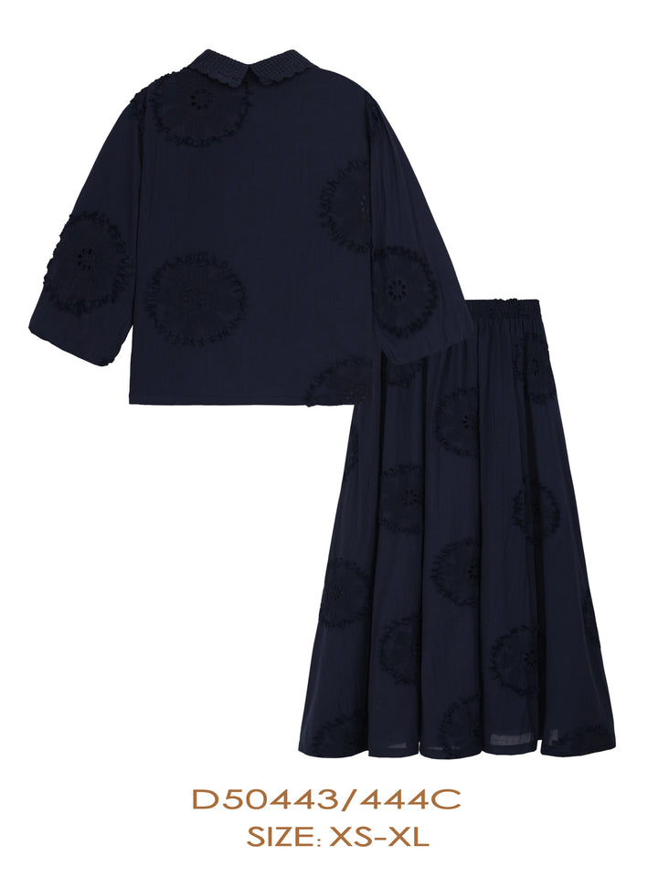 D50444/43C SKIRT TOP SET-BLUE