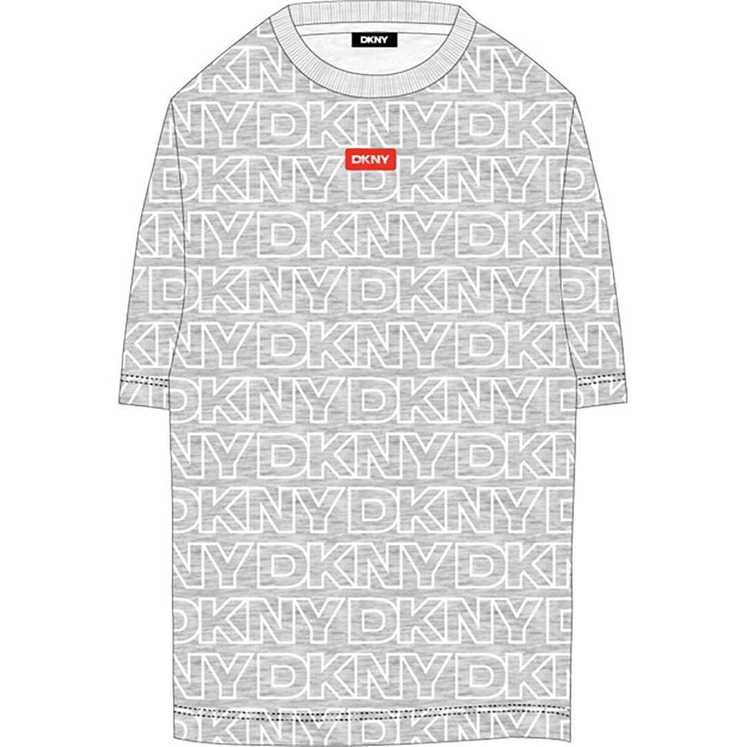 D62292-BOYS ALLOVER PRINT LOGO SHORT SLEEVES-Light Gray