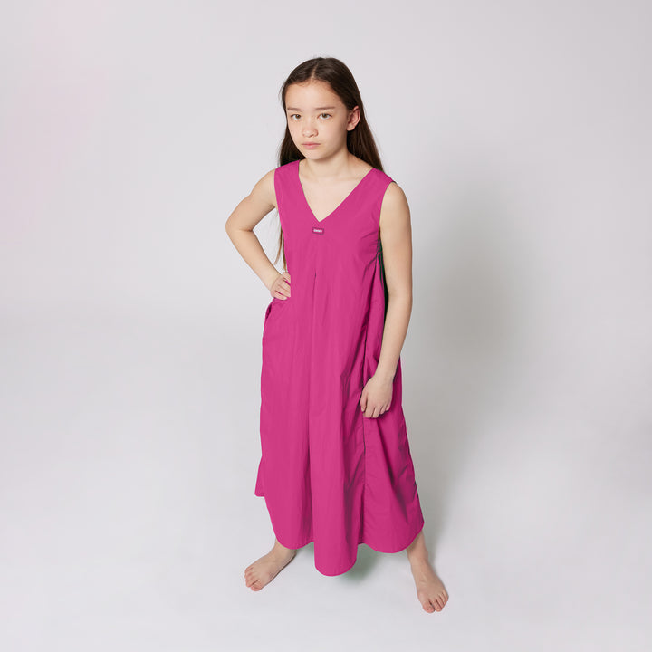 D62329-GIRLS SLEEVELESS MIDI DRESS-Pink