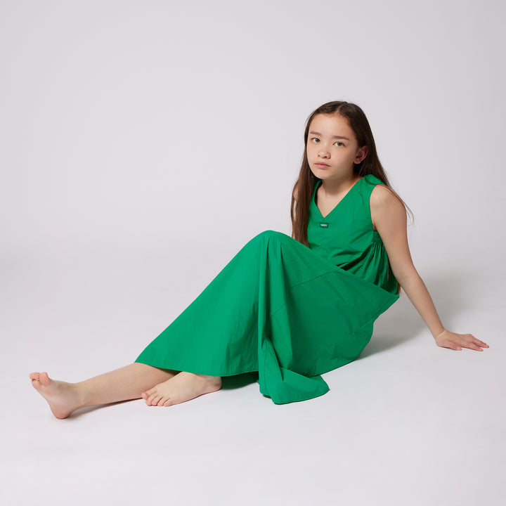 D62329-GIRLS SLEEVELESS MIDI DRESS-GREEN