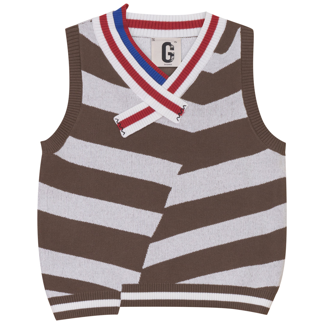 D908 STRIPE RIB DETAIL VEST-CAMEL
