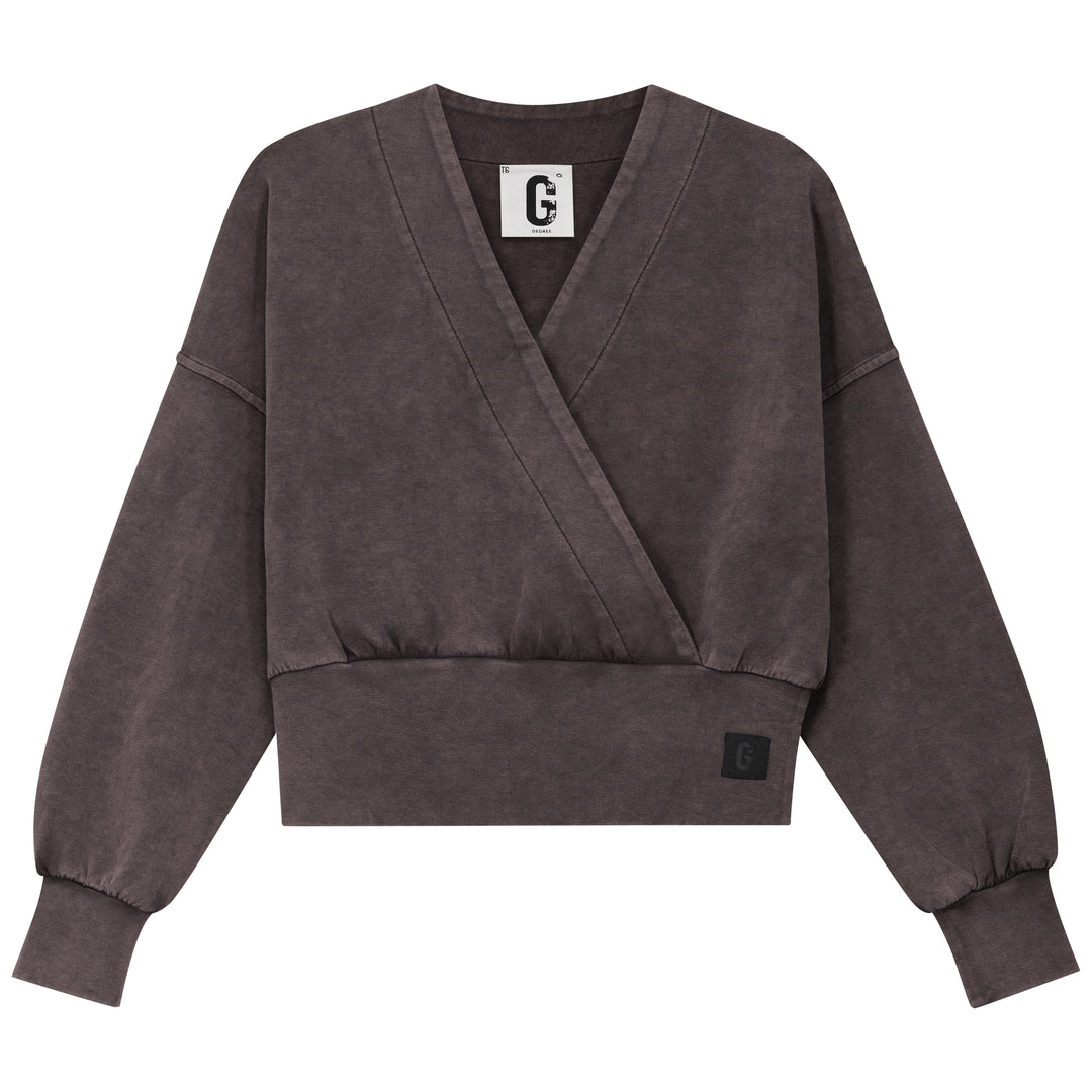 D940 WRAP WASHED TOP-BROWN