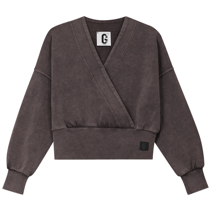 D940 WRAP WASHED TOP-BROWN