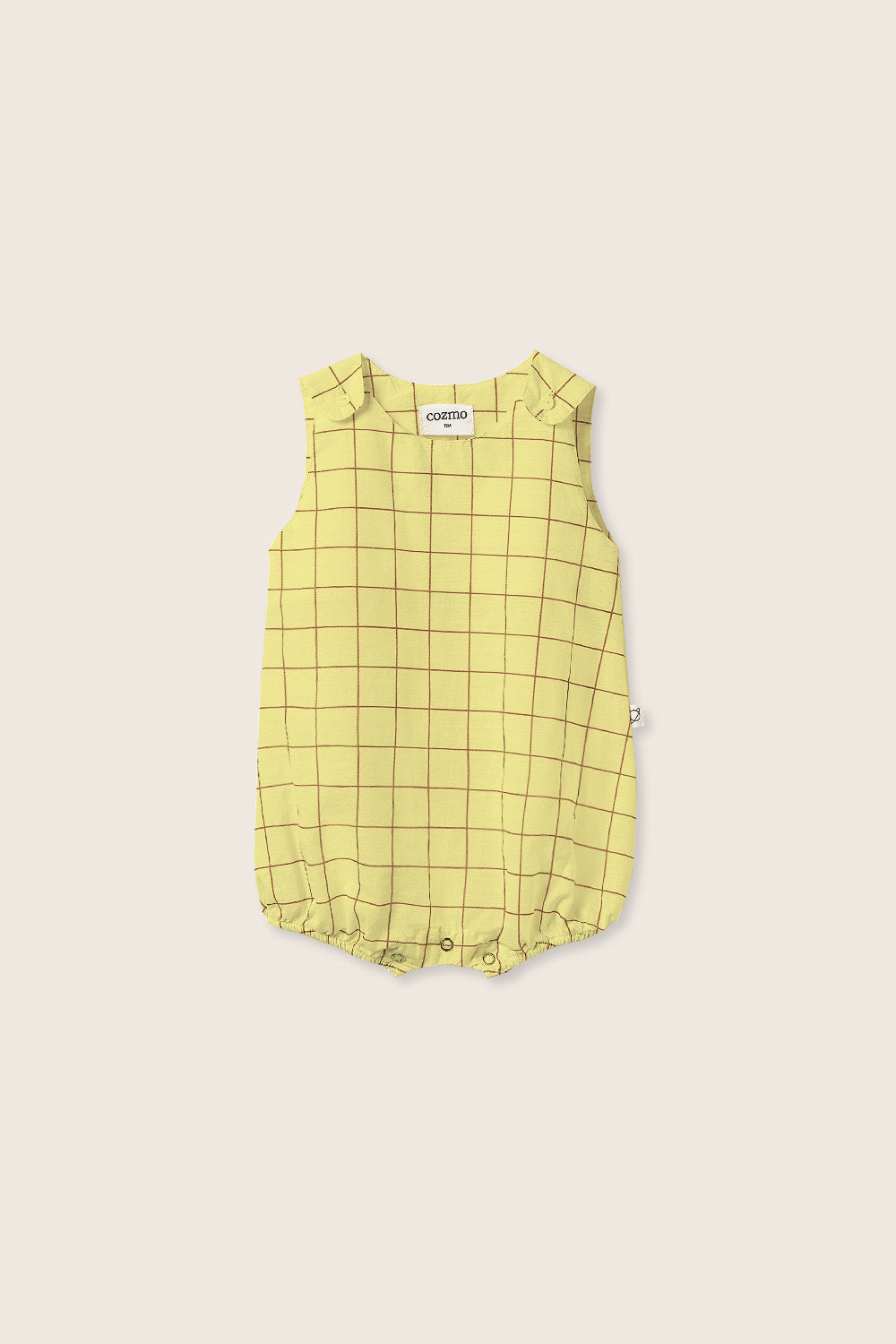 DANA274S6-SLUB PLAID POPLIN BABY ROMPER-YELLOW