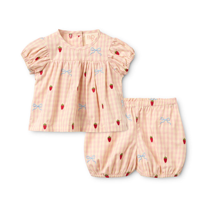 F10904 Dolly Bow Baby SS Set - Berry/Bow Gingham
