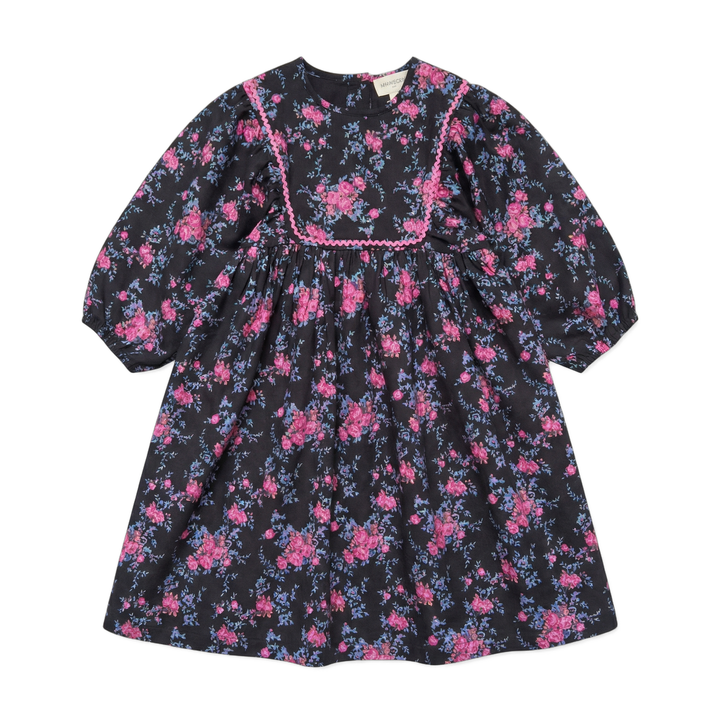 W261012 DRESS MAHANI TWILL BOUQUET - BLACK
