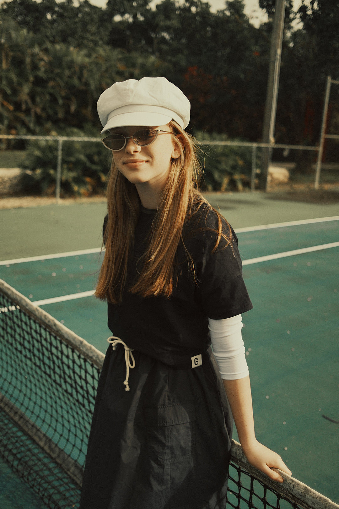 G886 DRAWSTRING OPEN BACK TOP-NAVY