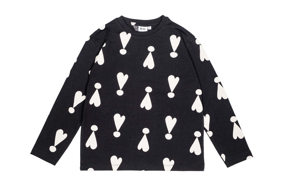 BL065-Black Exclamation Hearts Long Sleeve T-Shirt