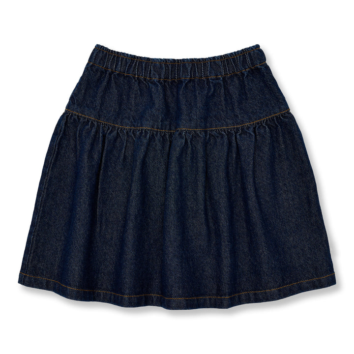 517 Denim Midi Ruffle Skirt - Dark Blue