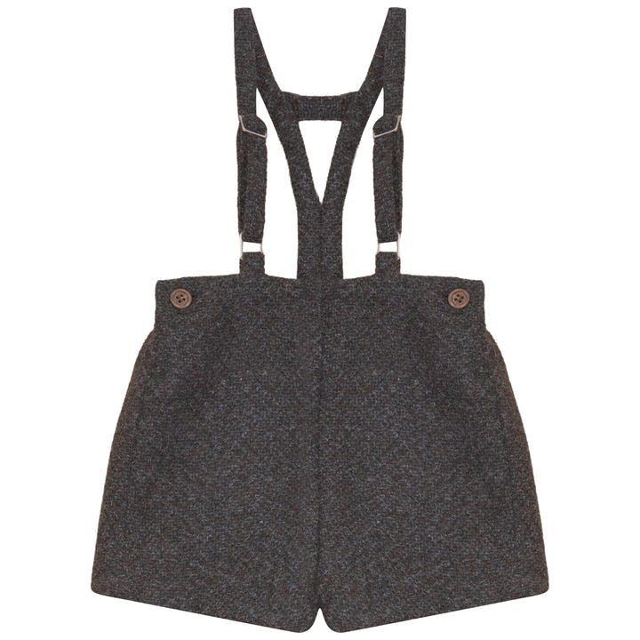 E2746GR/BR BOY TWEED SHORTS WITH SUSPENDERS
