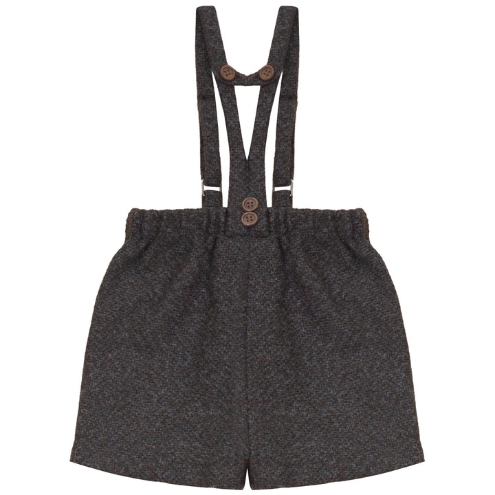 E2746GR/BR BOY TWEED SHORTS WITH SUSPENDERS