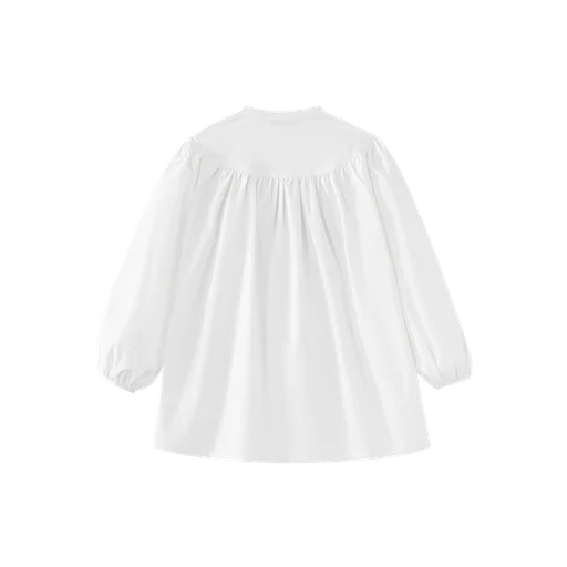 ROUND YOKE BLOUSE-WHITE