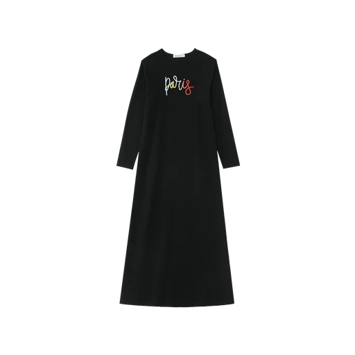 SCRIBBLED PARIS NIGHTGOWN-BLACK