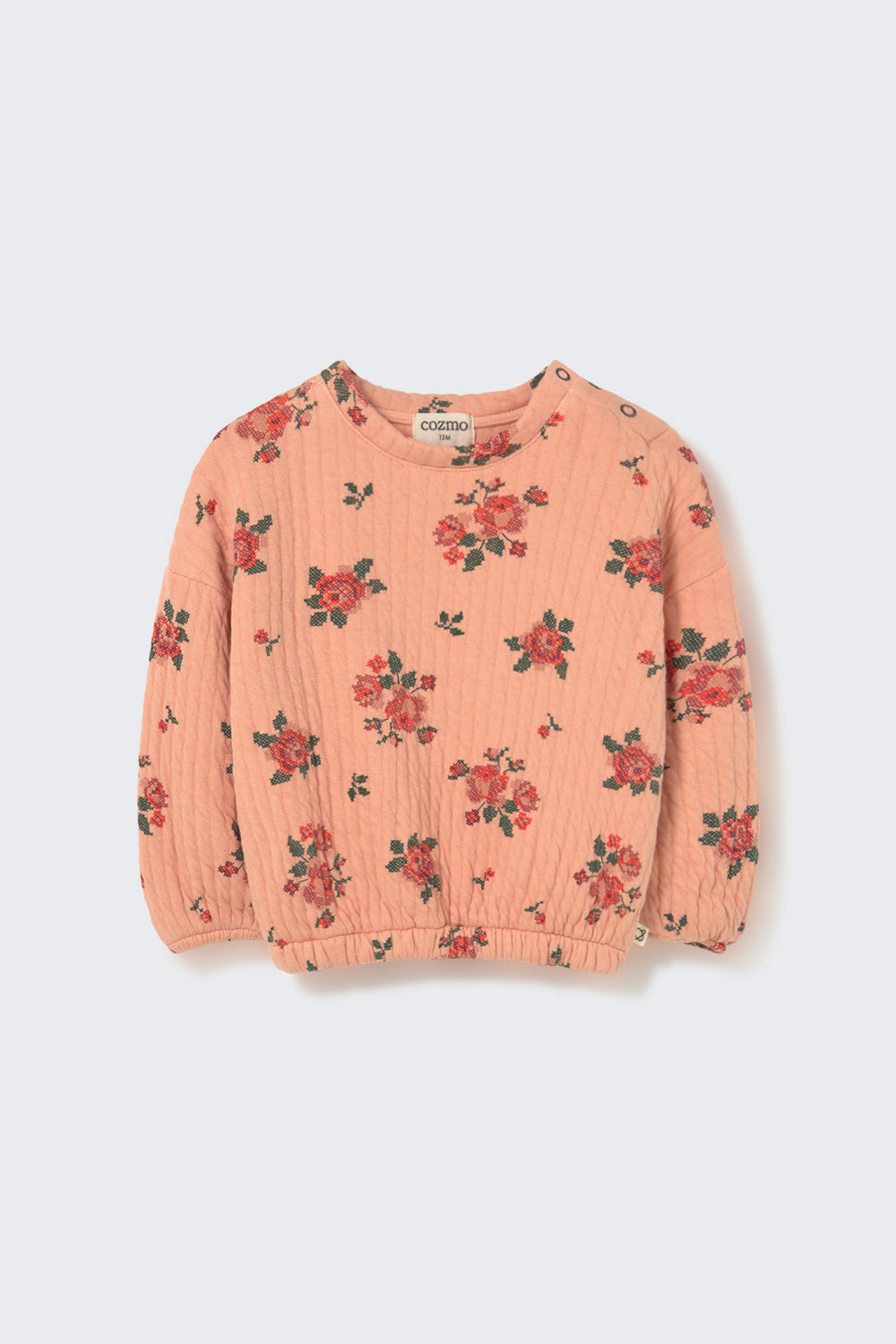 ERIN245W6 QUILTED FLORAL PRINT BABY SWEATSHIRT - PETAL