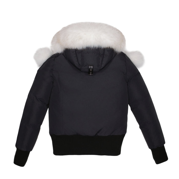 ADELLE CANVAS POM-POM BOMBER BLACK BLUE-FOX