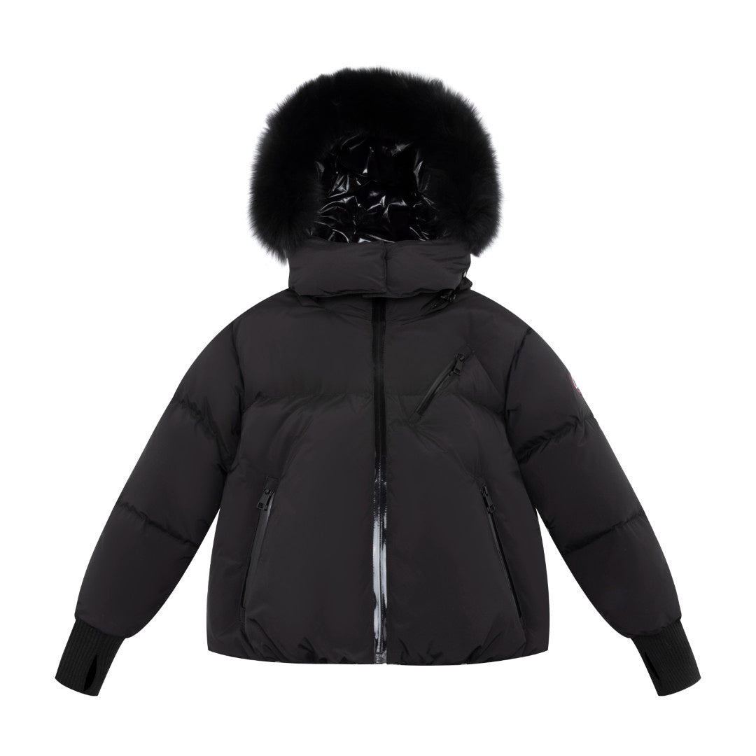 F25-5002-STELLA DOWN FUR JACKET-Black/Black Fur