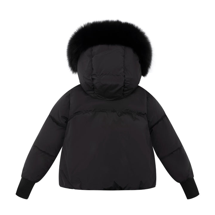 F25-5002-STELLA DOWN FUR JACKET-Black/Black Fur