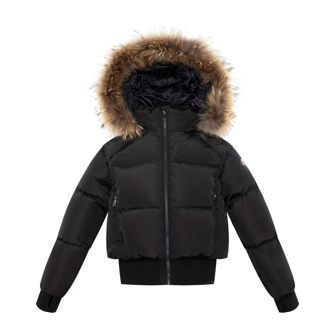 F25-5009B-EMMA DOWN BOMBER-Black Racoon