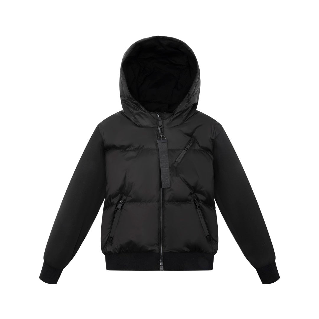 F25-5021-EVA FUR LINED DOWN HOODIE-Black