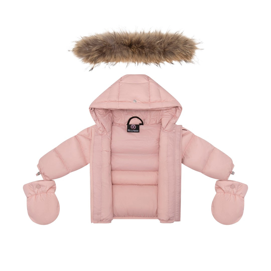 F25-5031P-BELLA ENFANT FUR DOWN JACKET-Baby Pink Racoon
