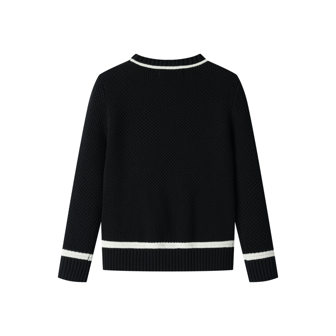 SEED STITCH SWEATER-BLACK