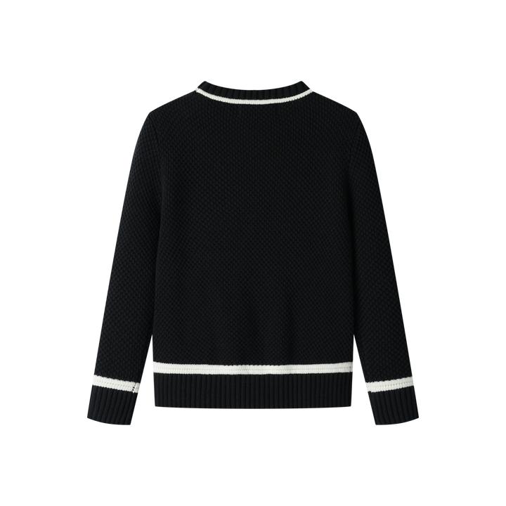 SEED STITCH SWEATER-BLACK