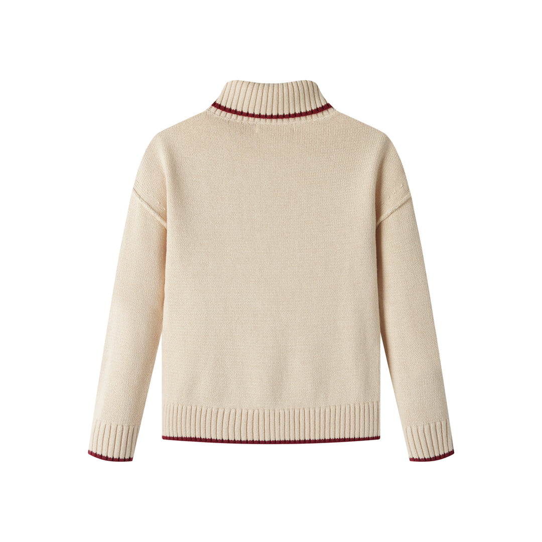 P EMBLEM TURTLENECK SWEATER-CREAM