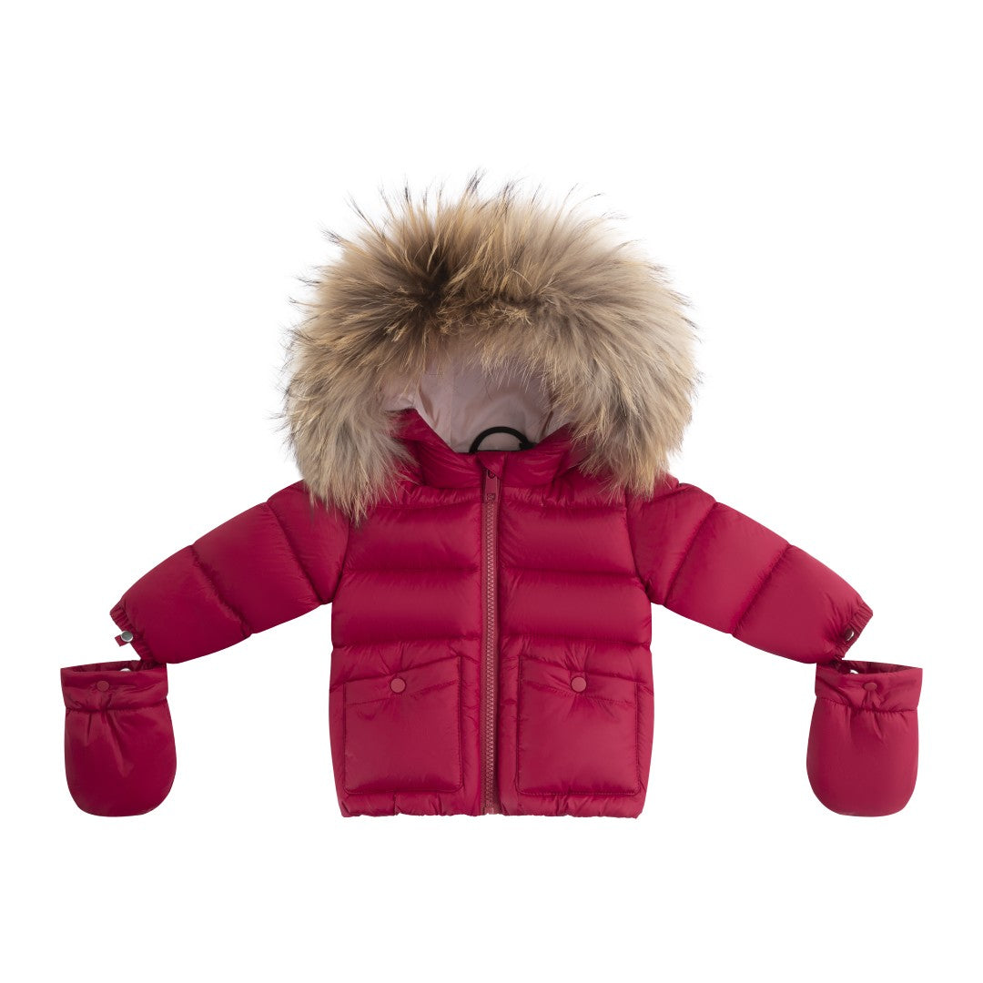 FW26-6031 BELLA ENFANT FUR DOWN JACKET - Raspberry/Pink Lining