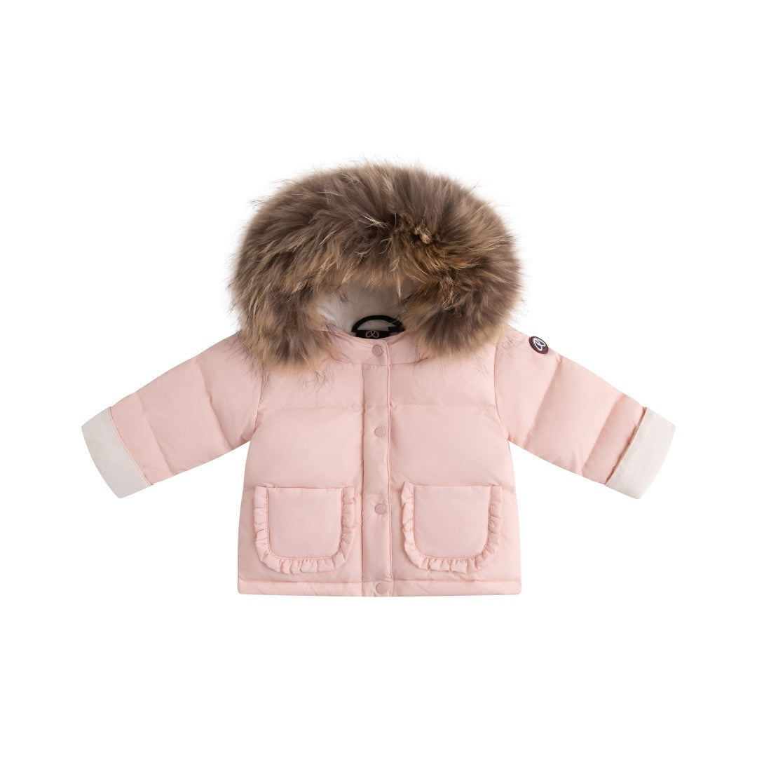 FW26-6033 LYANE ENFANT FUR DOWN JACKET - Baby Pink/White Lining