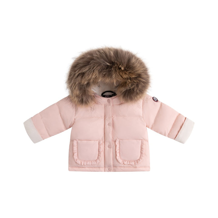 FW26-6033 LYANE ENFANT FUR DOWN JACKET - Baby Pink/White Lining
