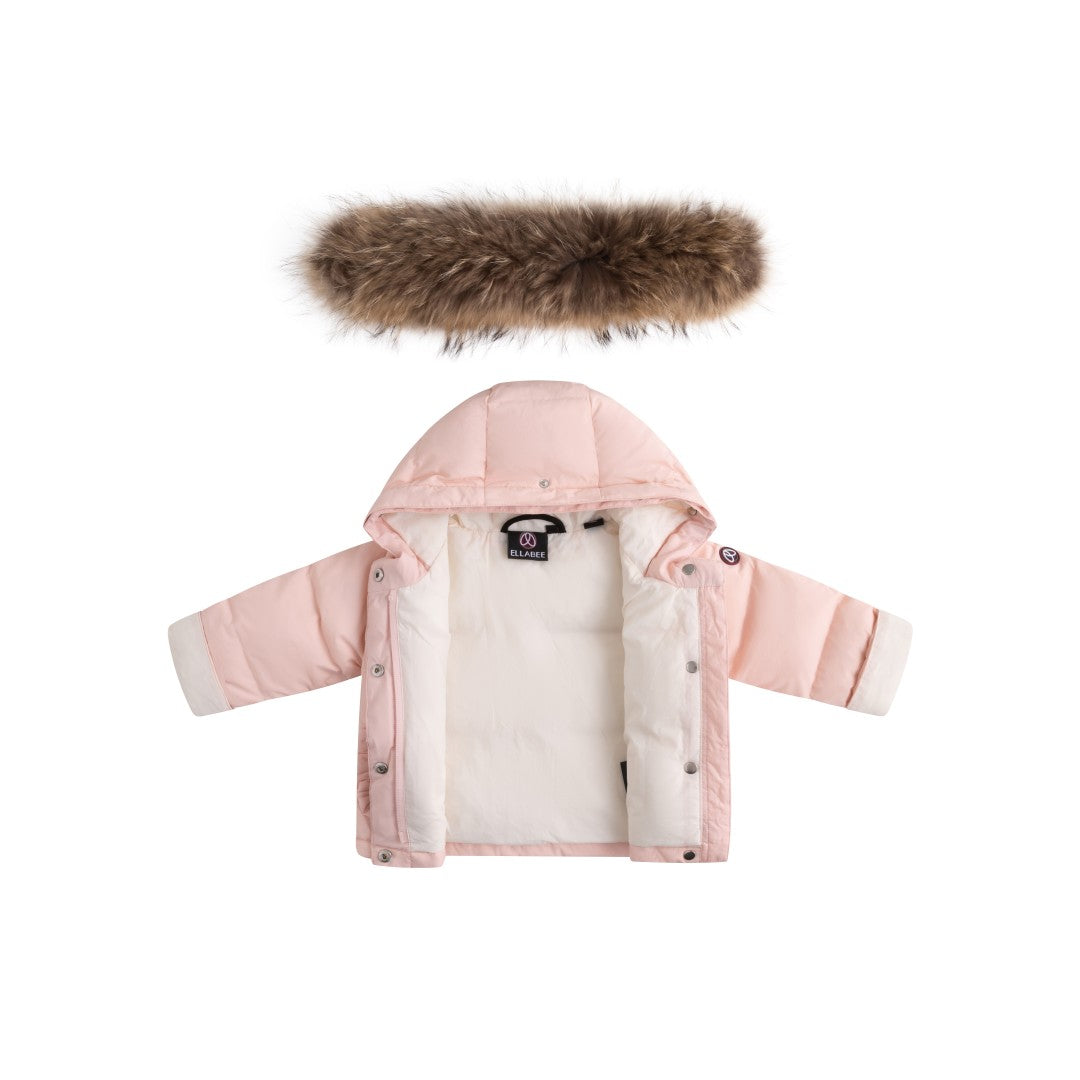 FW26-6033 LYANE ENFANT FUR DOWN JACKET - Baby Pink/White Lining