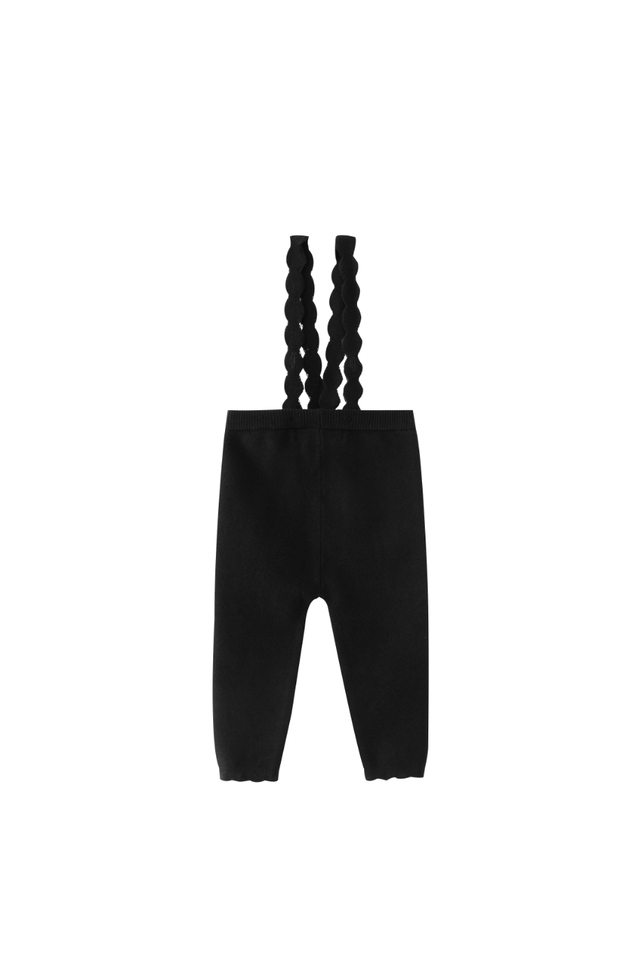 SUSPENDER LEGGING WITH SCALLOPED EDGING-BLACK