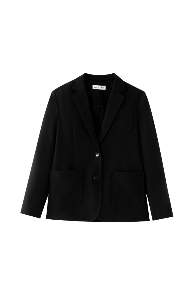 WOOL BLAZER WITH POCKETS-BLACK