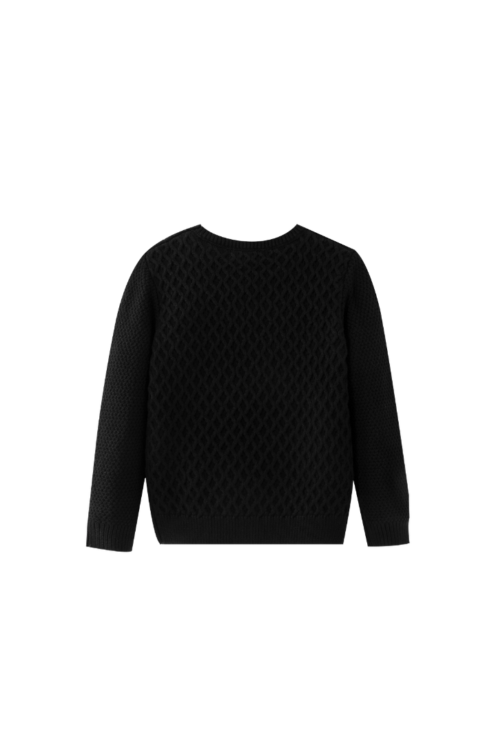 HONEYCOMB STITCH SWEATER-BLACK