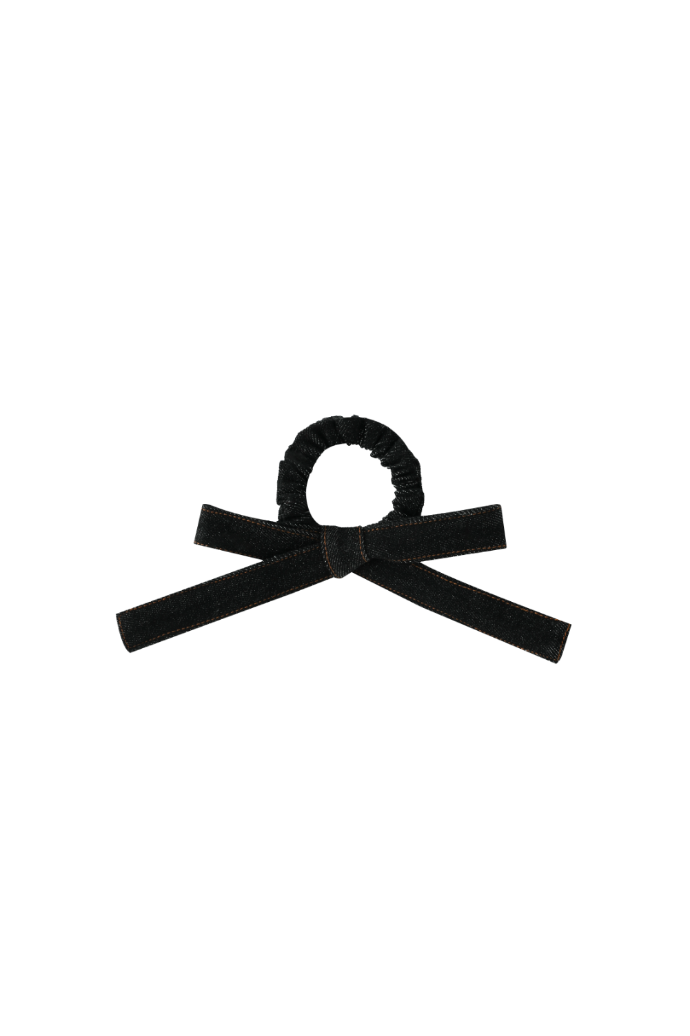 PONY SCRUNCHIE WITH BOW-BLACK DENIM