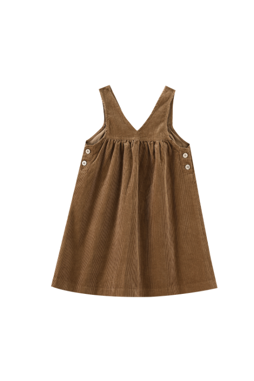 V NECK YOKE CORDUROY JUMPER-MOCHA