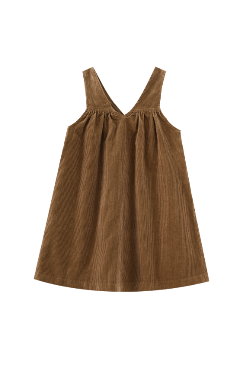 V NECK YOKE CORDUROY JUMPER-MOCHA