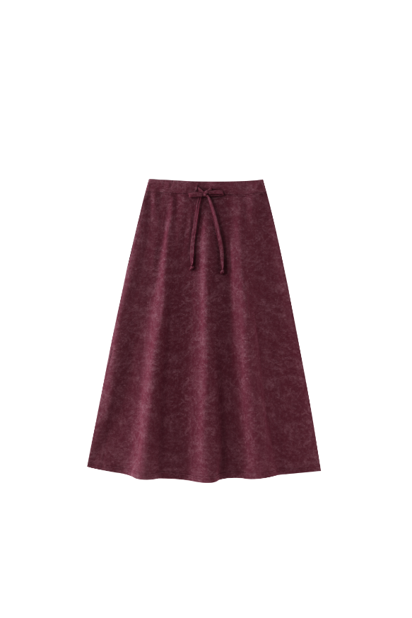 MIDI TIE DYE SKIRT-BURGUNDY