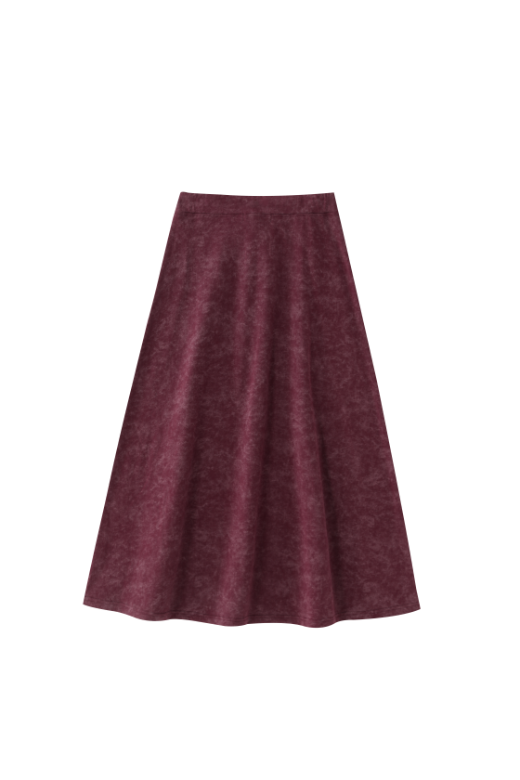 MIDI TIE DYE SKIRT-BURGUNDY